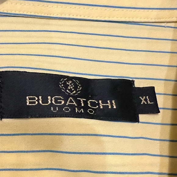 Bugatchi Uomo XL Yellow and Blue Striped long sleeve shirt. - Picture 7 of 9